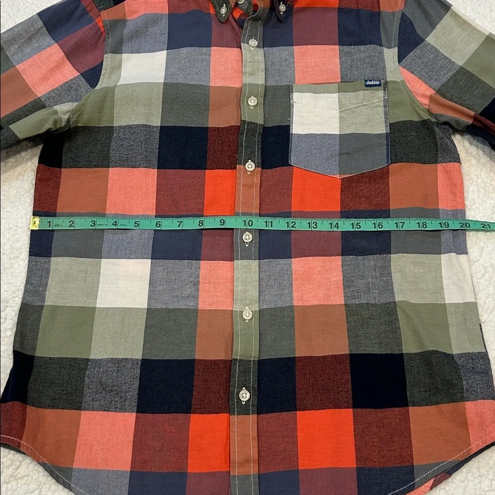 Chubbies Men's Long Sleeve Plaid Button Down Flannel Shirt Large Red Blue Green